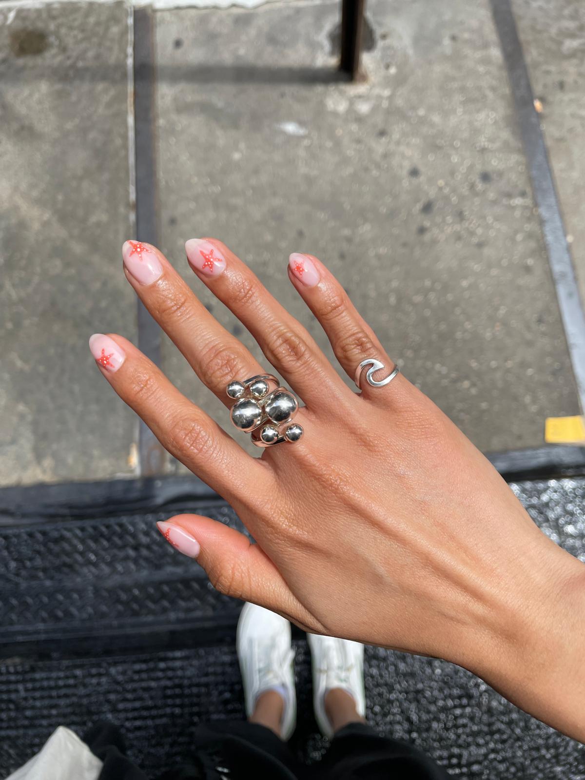Sterling Silver Bubbles Ring: Chunky Geometric Spheres Statement Jewelry, ORIGINAL DESIGN
