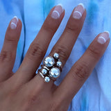 Sterling Silver Bubbles Ring: Chunky Geometric Spheres Statement Jewelry, ORIGINAL DESIGN