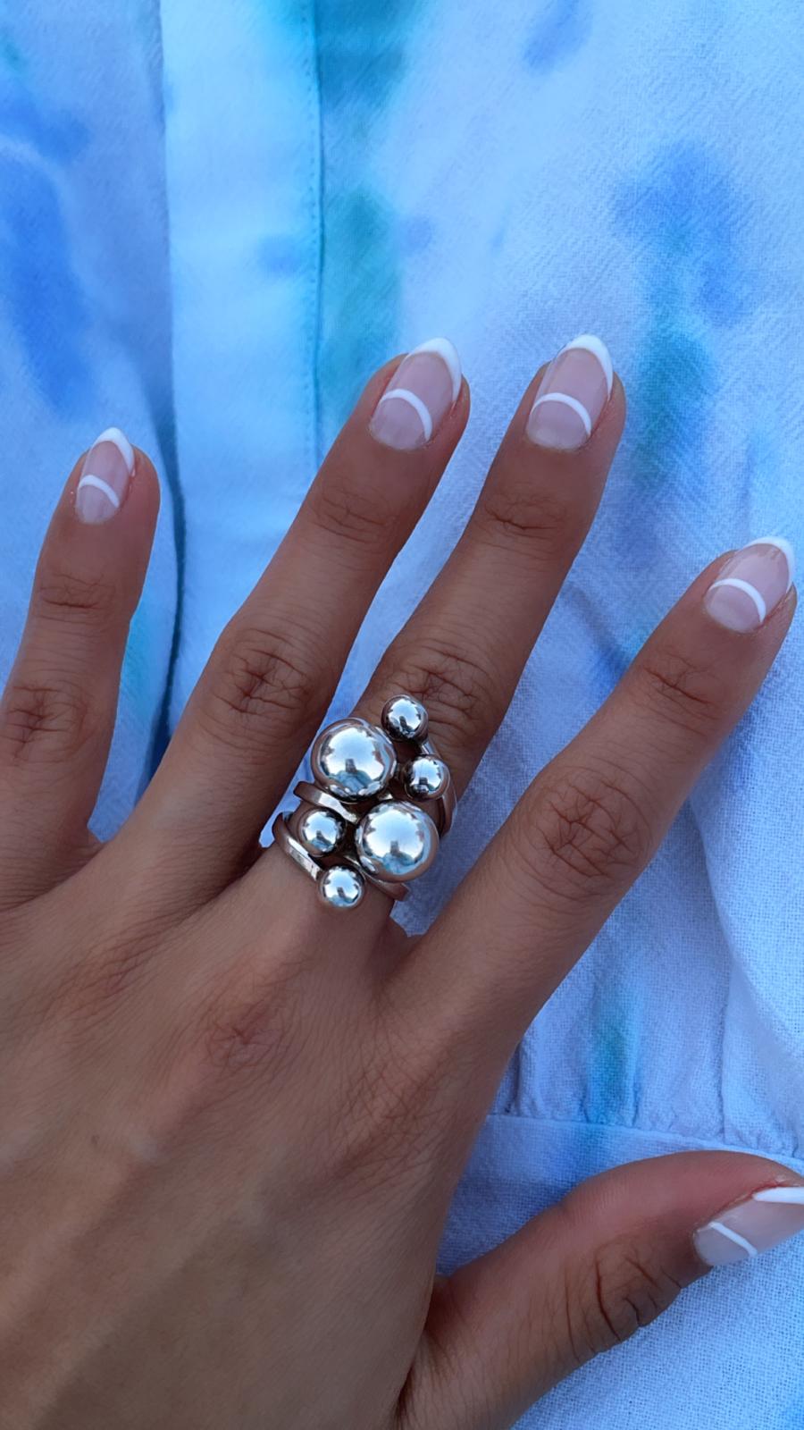 Sterling Silver Bubbles Ring: Chunky Geometric Spheres Statement Jewelry, ORIGINAL DESIGN