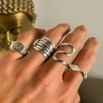 Sterling Silver Multi Band Ring: Chunky Hammered Design