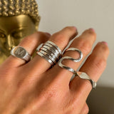 Sterling Silver Multi Band Ring: Chunky Hammered Design