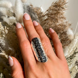 Sterling Silver Armor Shield Ring: Long Statement Ring