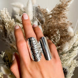 Sterling Silver Armor Shield Ring: Long Statement Ring