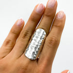 Sterling Silver Armor Shield Ring: Long Statement Ring