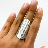 Sterling Silver Armor Shield Ring: Long Statement Ring