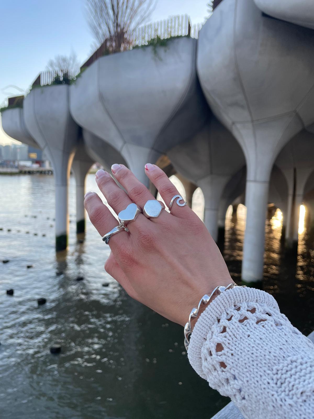 Sterling Silver Wave Ring: Midi Pinky, Dainty Beach Jewelry