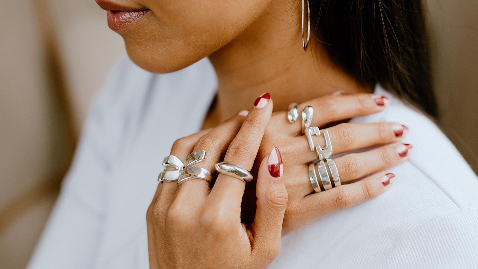 Sterling Silver Modernist Geometric Ring: Architectural Statement Jewelry