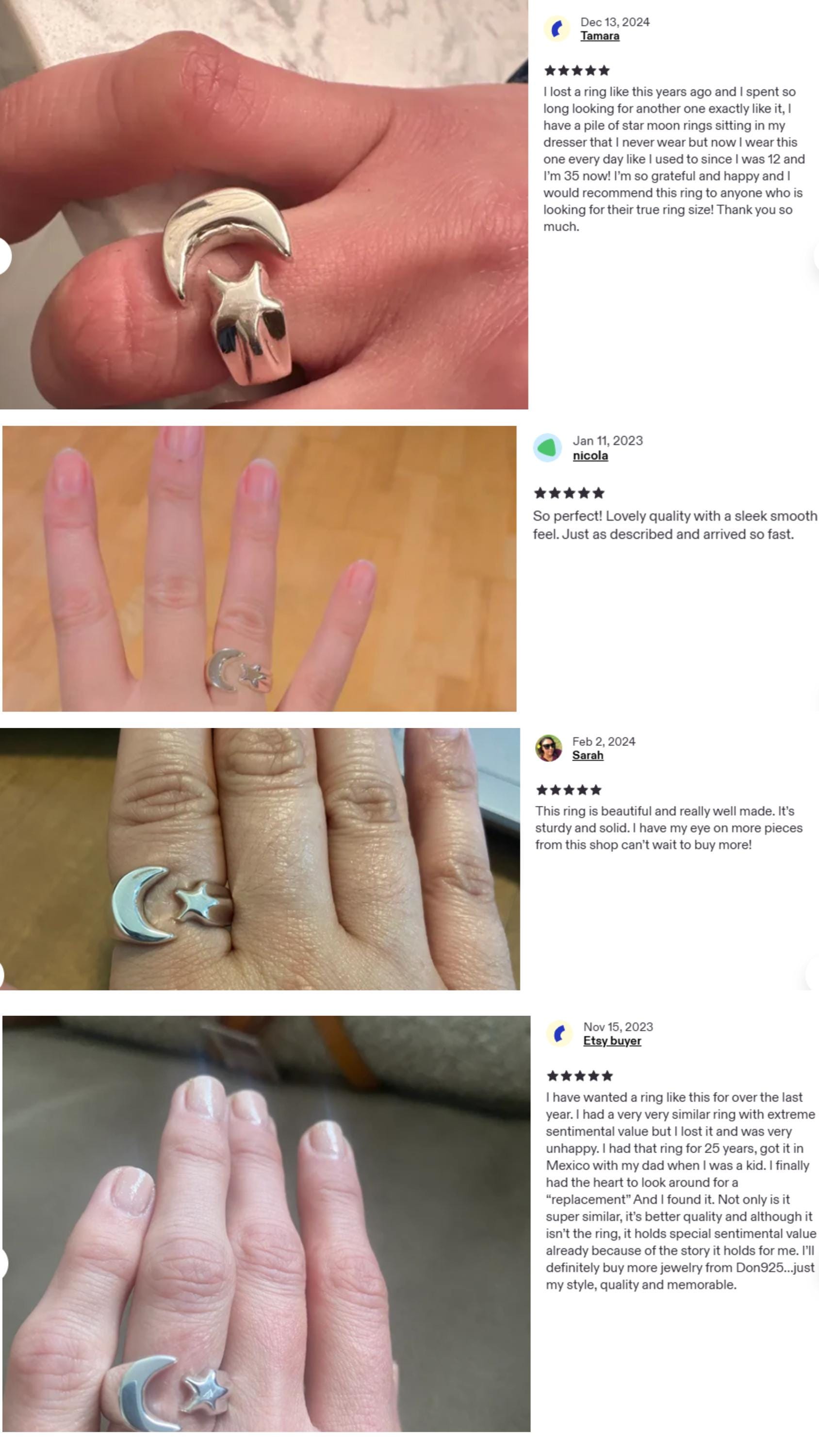 Sterling Silver Moon and Star Ring: Chunky Celestial Jewelry