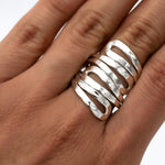 Wavy Sterling Silver Wrap Ring: Comfortable Abstract Statement Ring
