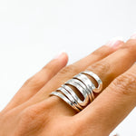 Wavy Sterling Silver Wrap Ring: Comfortable Abstract Statement Ring