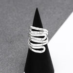Wavy Sterling Silver Wrap Ring: Comfortable Abstract Statement Ring