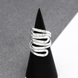 Wavy Sterling Silver Wrap Ring: Comfortable Abstract Statement Ring