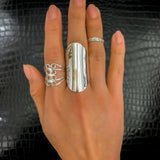 Sterling Silver Armor Shield Ring: Long Statement Ring