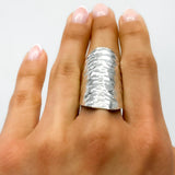 Sterling Silver Armor Shield Ring: Long Statement Ring