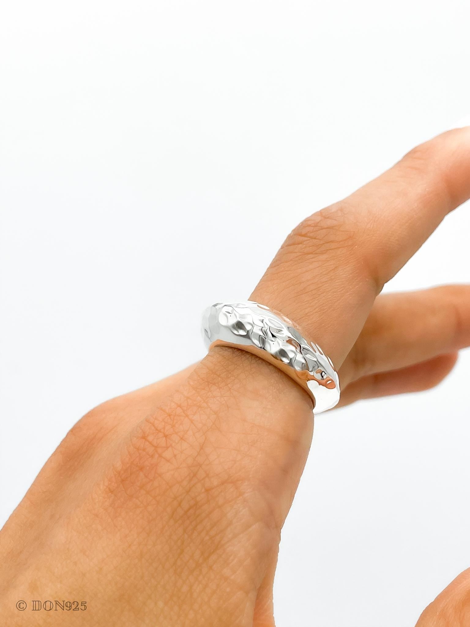 Solid Sterling Silver Heavy Dome Ring: Chunky Sculptural Geometric