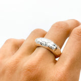 Solid Sterling Silver Heavy Dome Ring: Chunky Sculptural Geometric