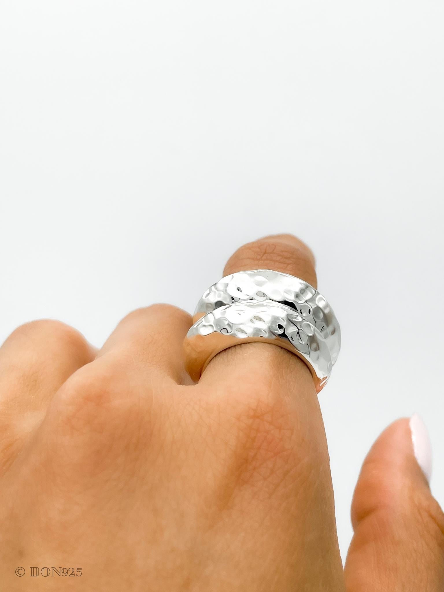 Solid Sterling Silver Heavy Dome Ring: Chunky Sculptural Geometric
