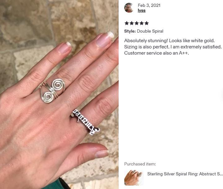 Sterling Silver Spiral Ring: Abstract Swirl Wire Wrapped Ring