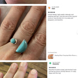 Sterling Silver Turquoise Boho Moon and Star Ring