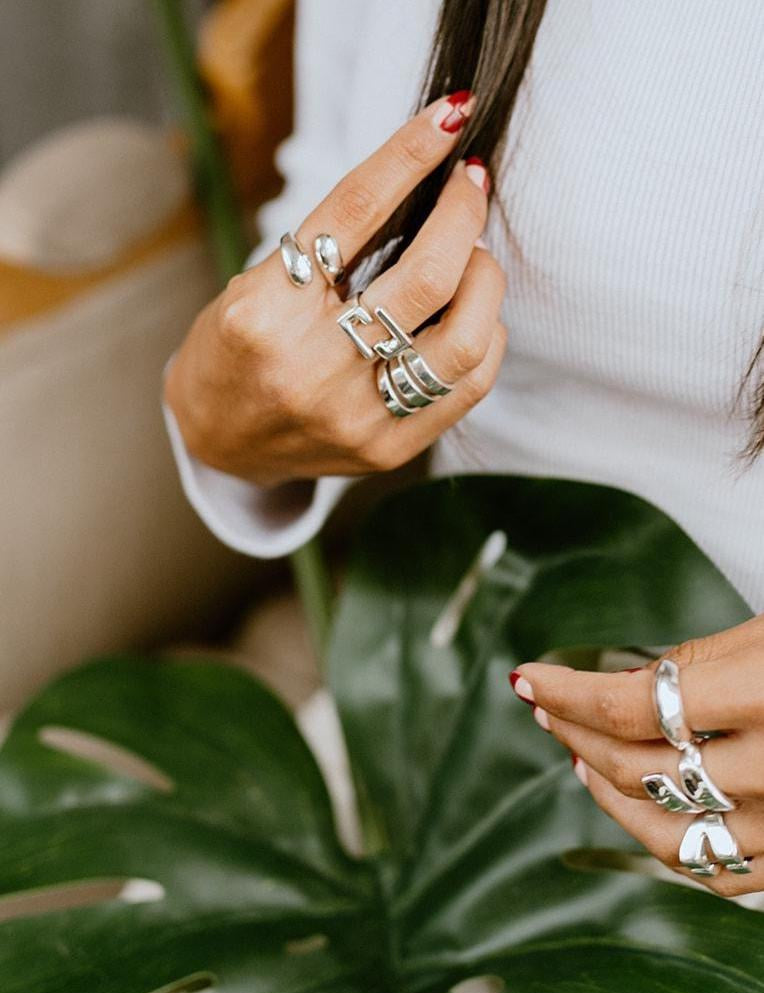 Sterling Silver Three Lines Ring: Heavy Statement Jewelry