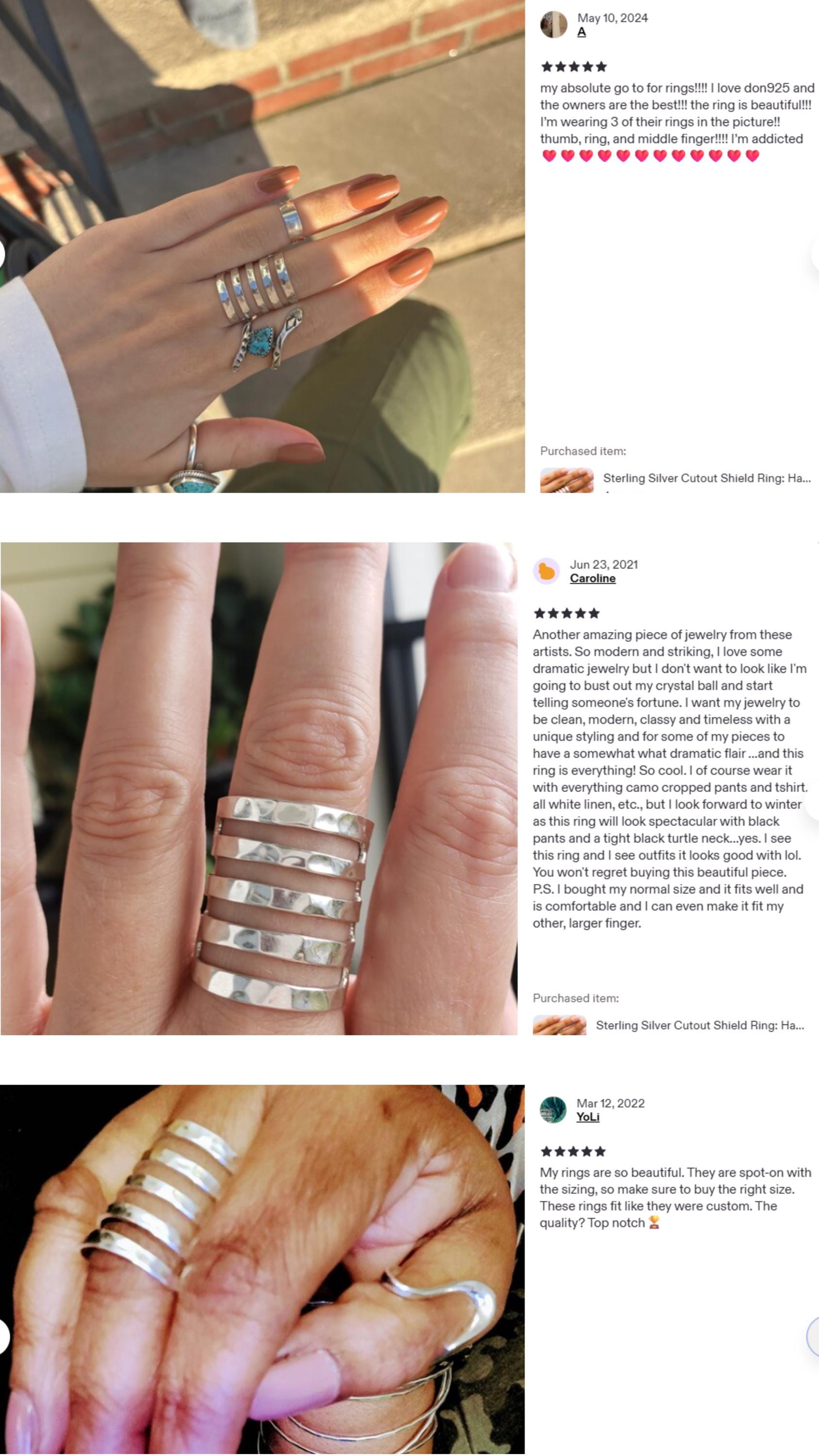 Sterling Silver Cutout Shield Ring: Hammered Geometric Statement Ring