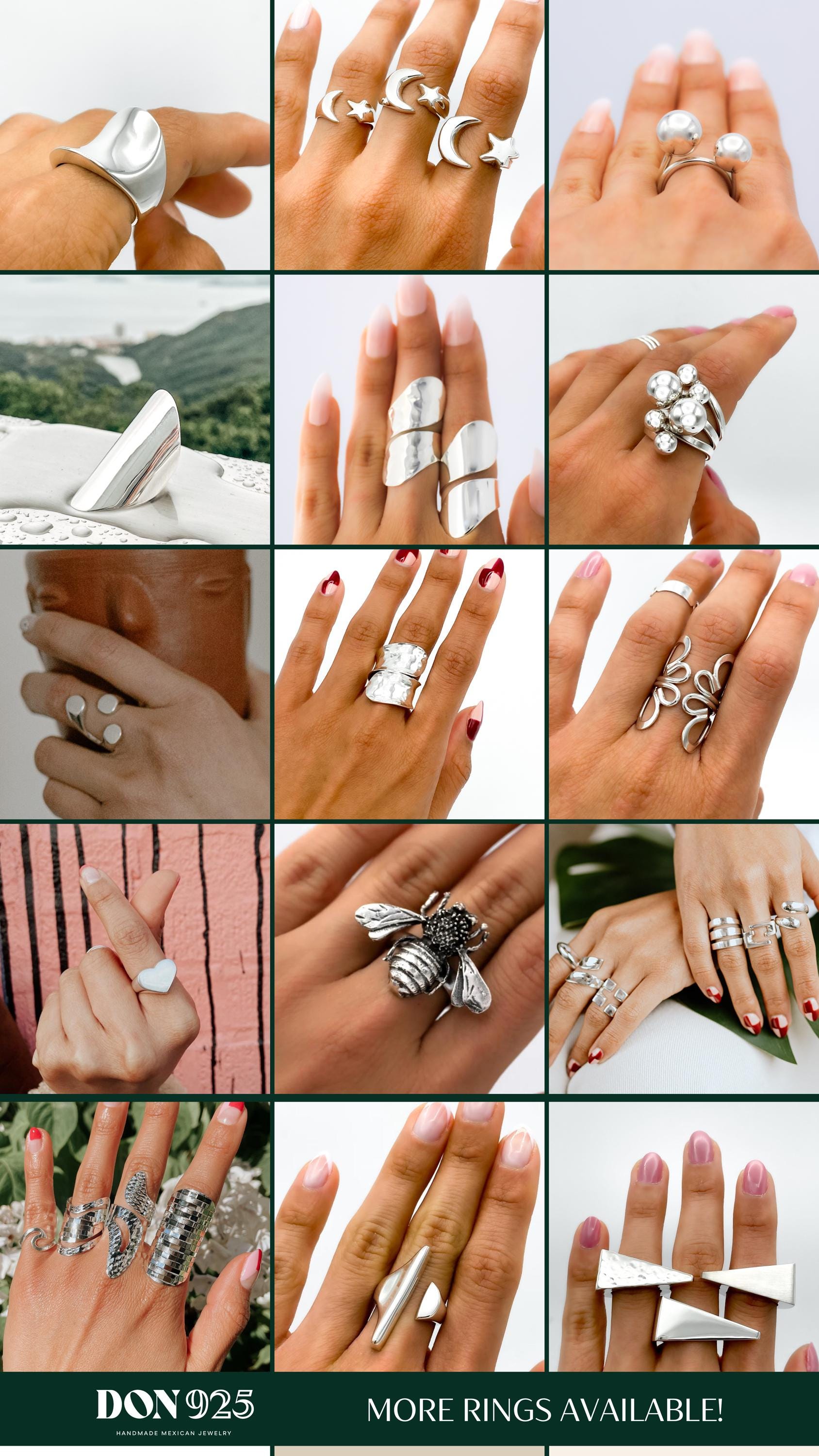 Sterling Silver Disco Shield Ring