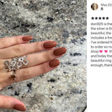 Sterling Silver Long Flower Ring: Shiny Disco-Ball Style