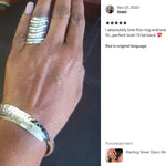 Sterling Silver Cutout Lines Long Shield Ring