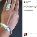 Sterling Silver Cutout Lines Long Shield Ring