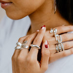 Sterling Silver Three Lines Ring: Heavy Statement Jewelry