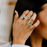 Sterling Silver Three Lines Ring: Heavy Statement Jewelry