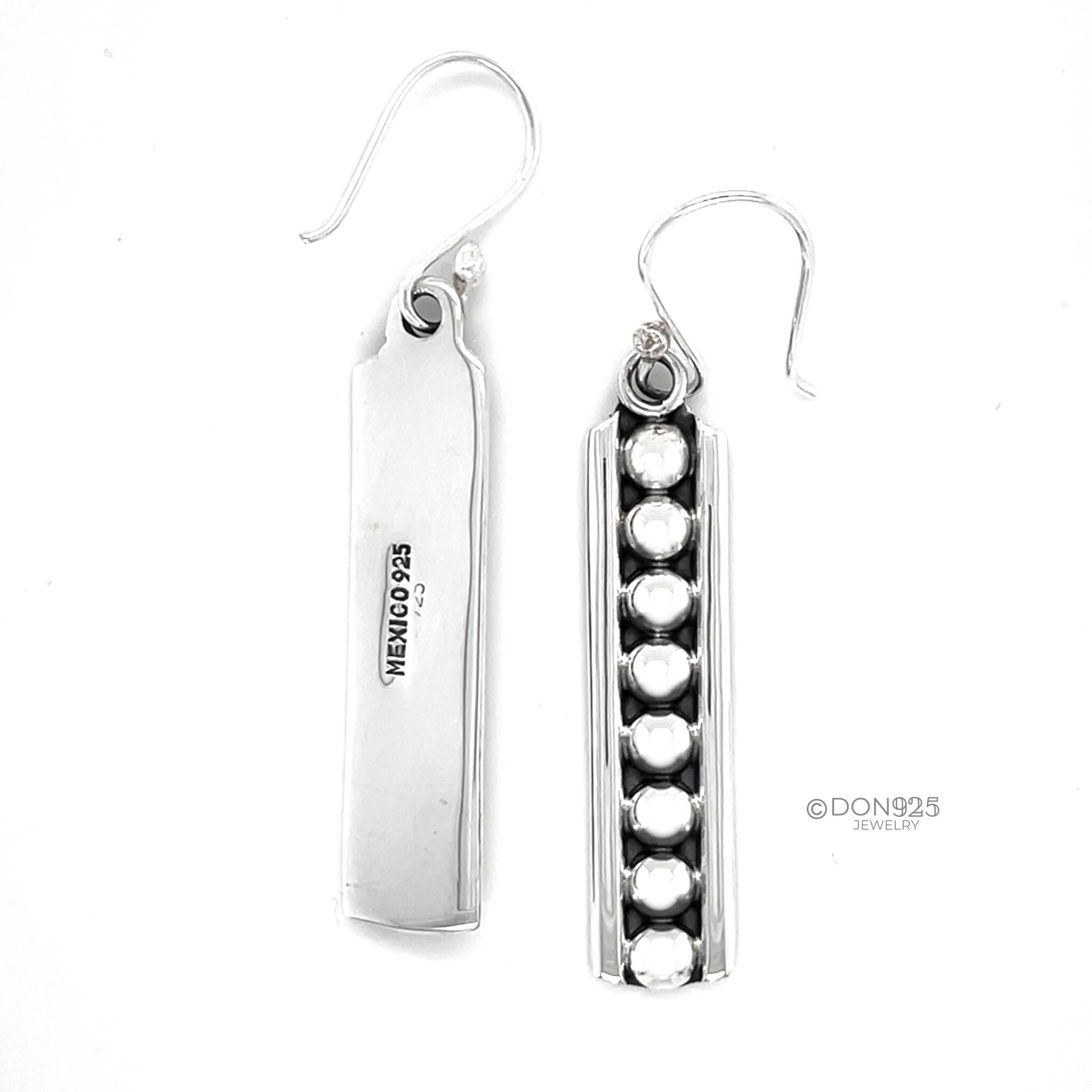 Sterling Silver Studded Dangle Earrings: Western Geometric Dome Bubble Design