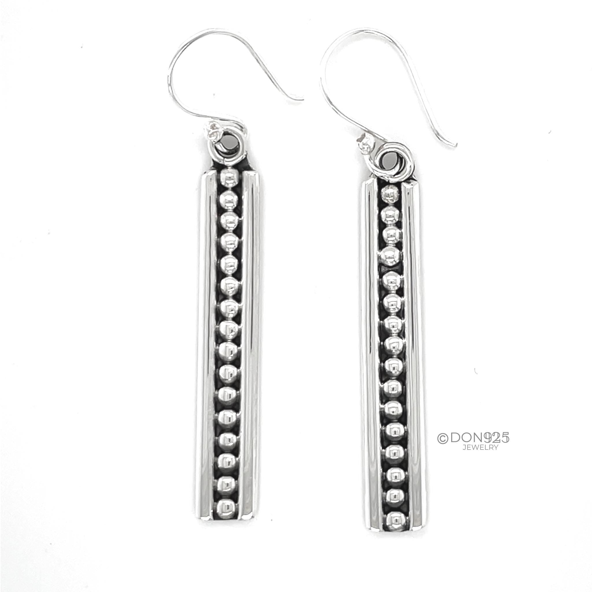 Sterling Silver Studded Dangle Earrings: Western Geometric Dome Bubble Design