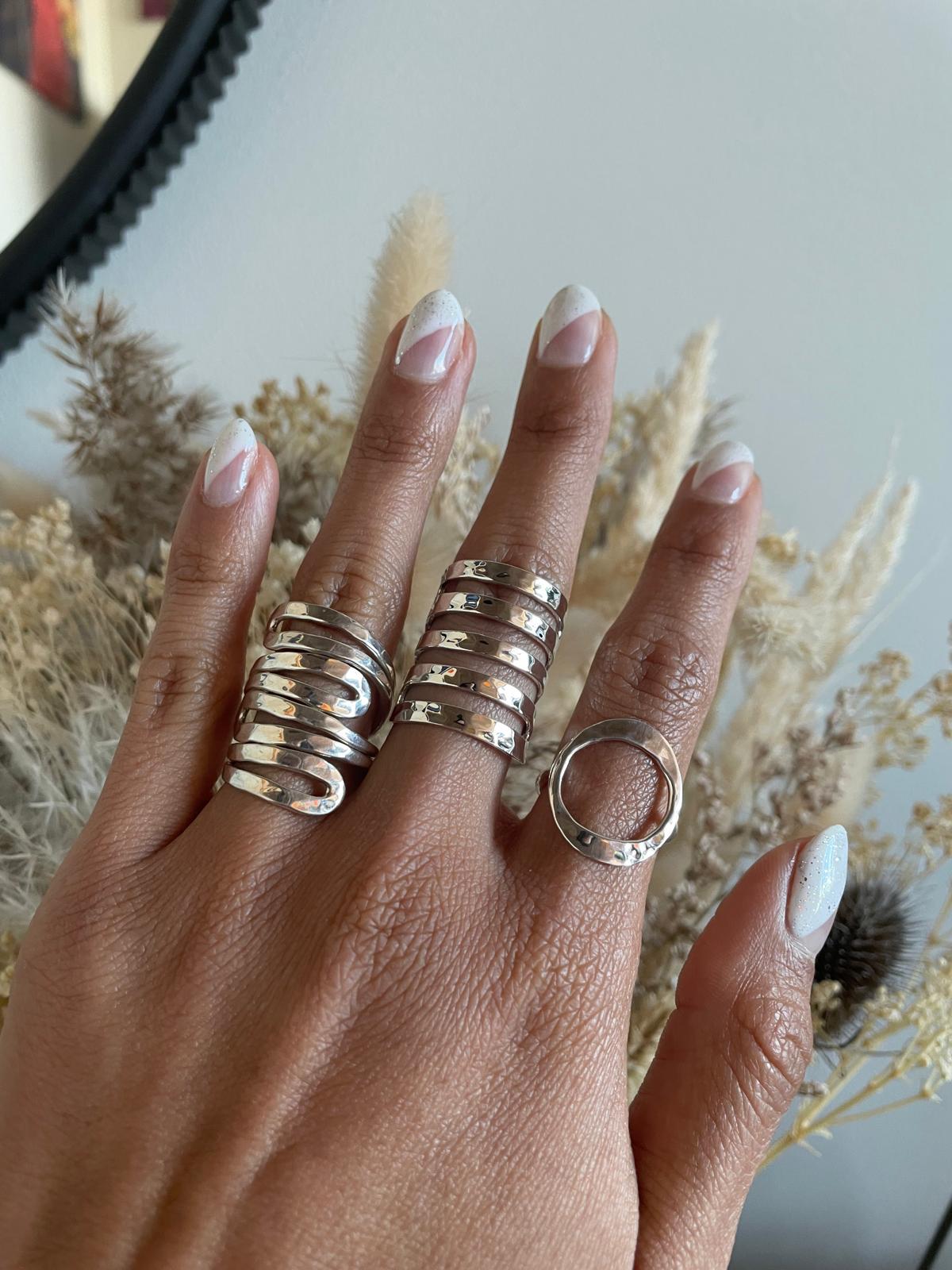 Wavy Sterling Silver Wrap Ring: Comfortable Abstract Statement Ring