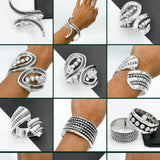 Wavy Sterling Silver Dotted Bangle: Mexican Studded Hinged Bracelet