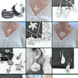 Big Sterling Silver Clam Shell Dangle Earrings