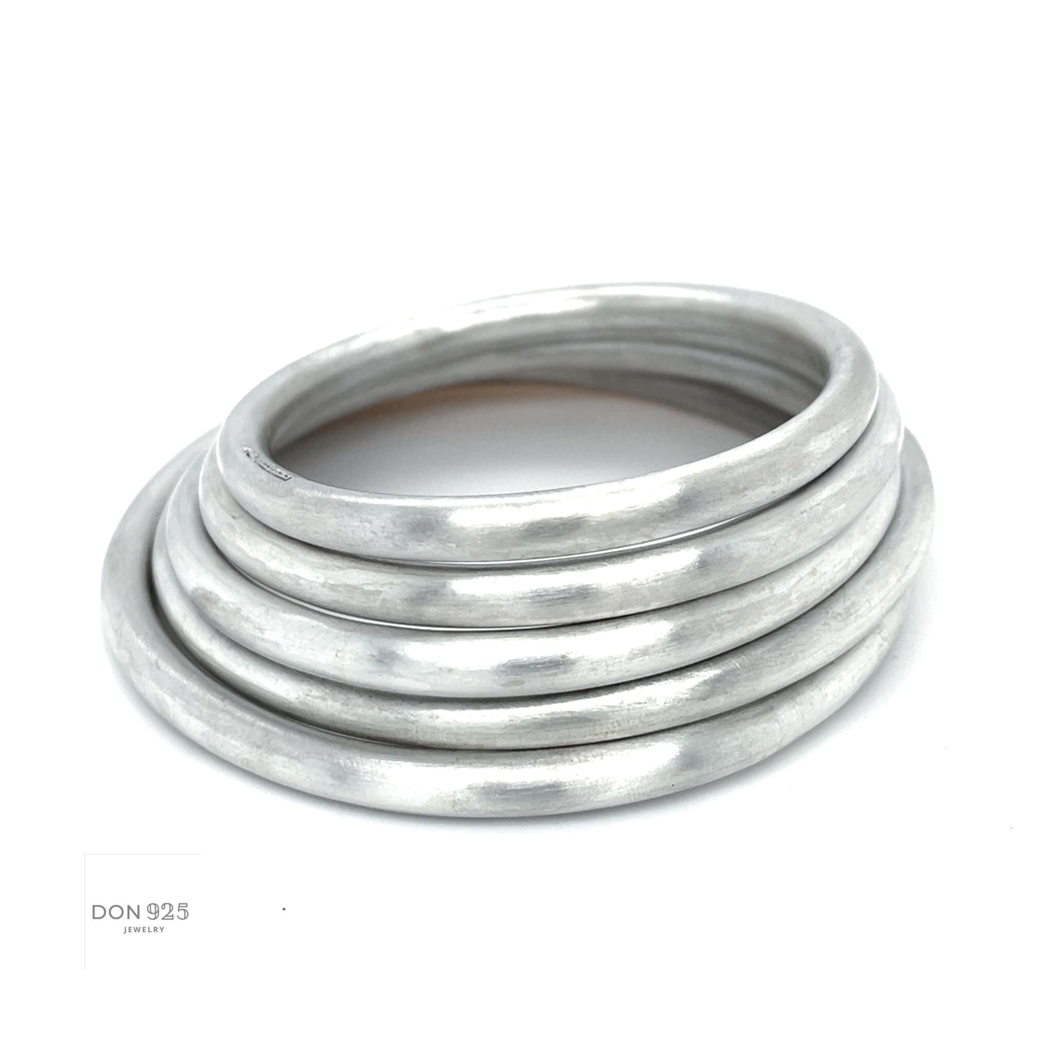 Sterling Silver 5mm Tube Slip-On Bangle Bracelet: Inclusive Sizes