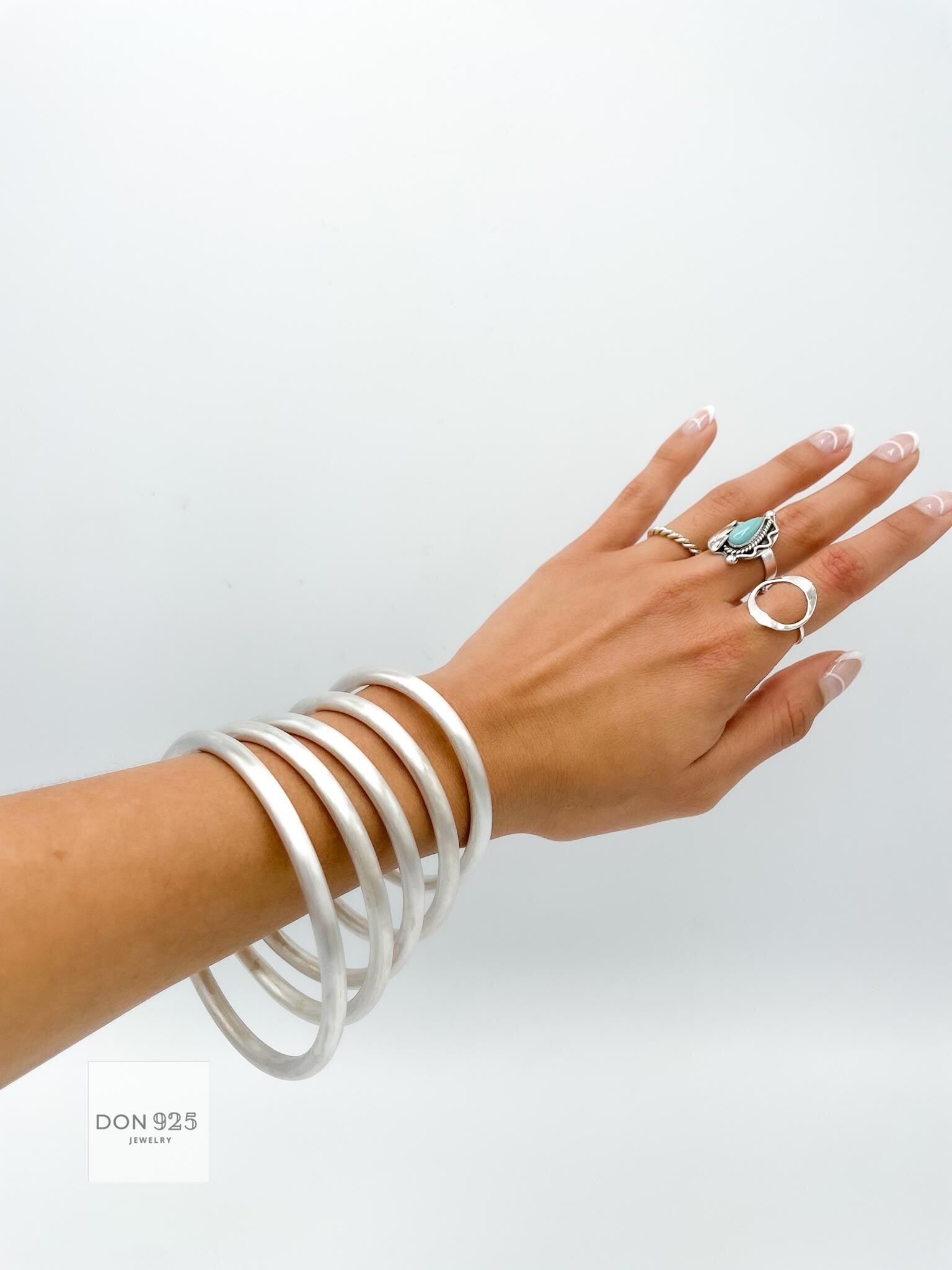 Sterling Silver 5mm Tube Slip-On Bangle Bracelet: Inclusive Sizes