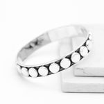 Sterling Silver Southwestern Studded Bangle Bracelet: Squares or Circles Pattern