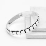 Sterling Silver Southwestern Studded Bangle Bracelet: Squares or Circles Pattern