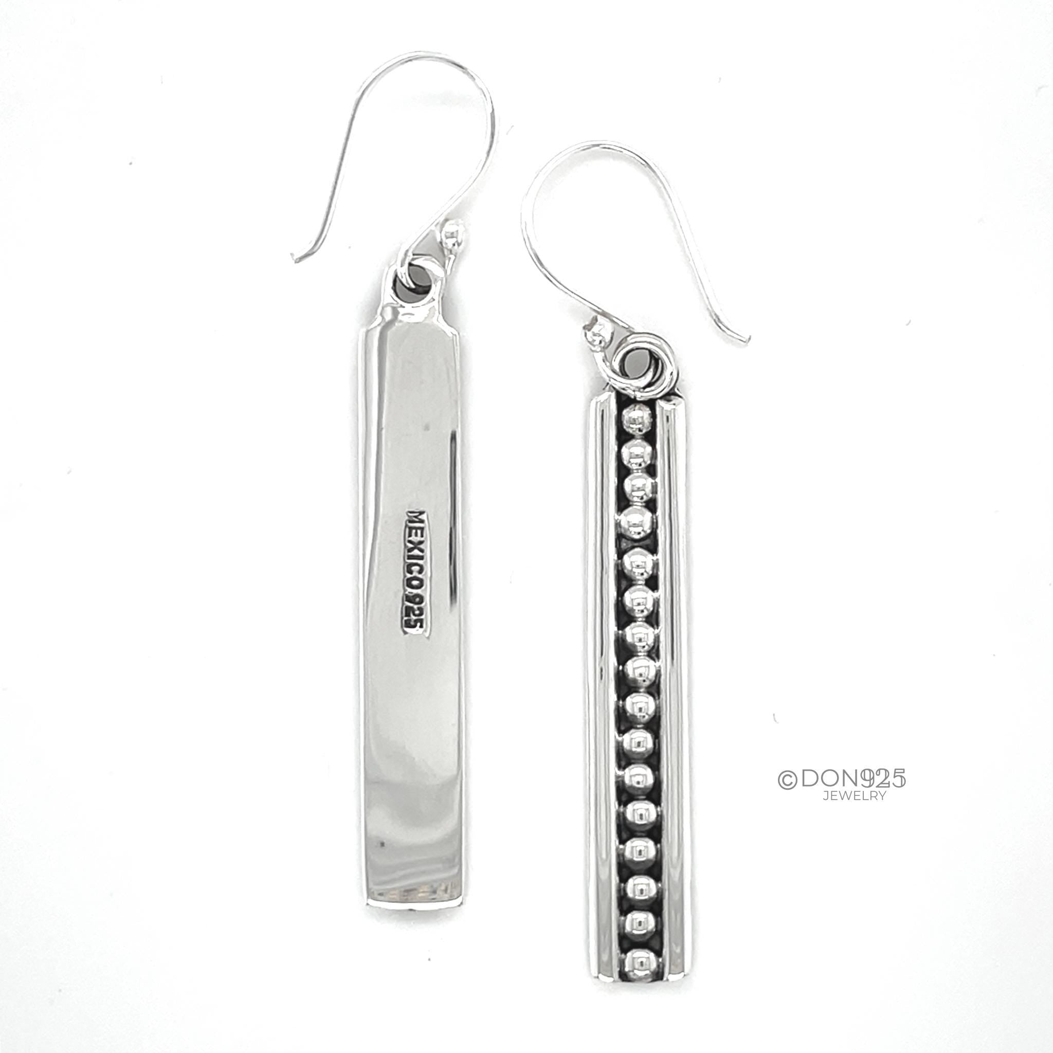 Sterling Silver Studded Dangle Earrings: Western Geometric Dome Bubble Design