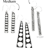Sterling Silver Studded Dangle Earrings: Western Geometric Dome Bubble Design