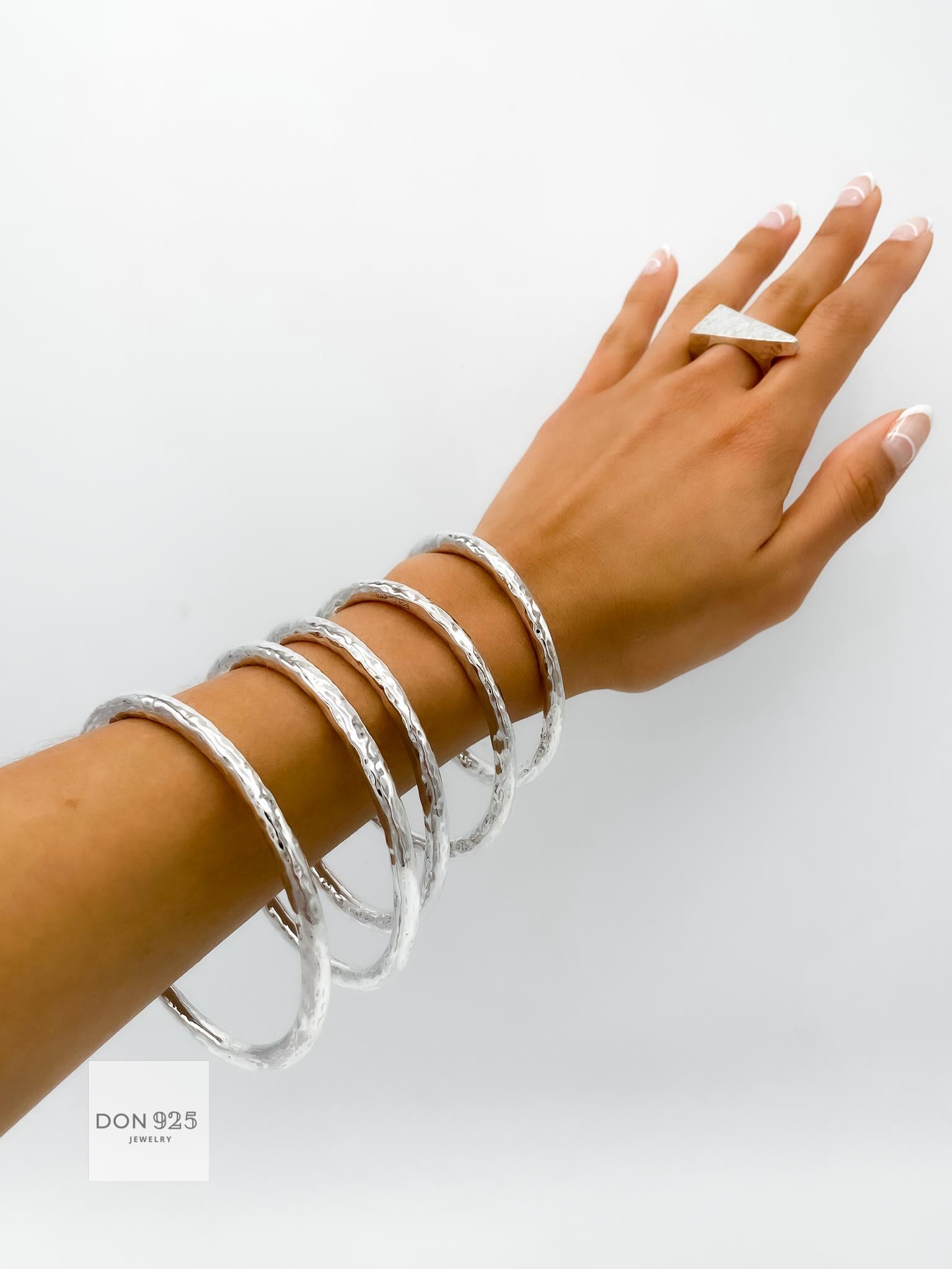 Sterling Silver 5mm Tube Slip-On Bangle Bracelet: Inclusive Sizes