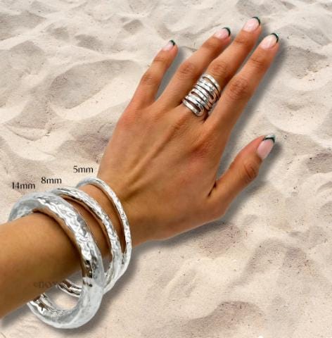 Sterling Silver 5mm Tube Slip-On Bangle Bracelet: Inclusive Sizes
