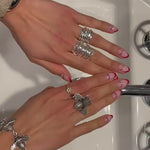Sterling Silver Multi Band Ring: Chunky Hammered Design