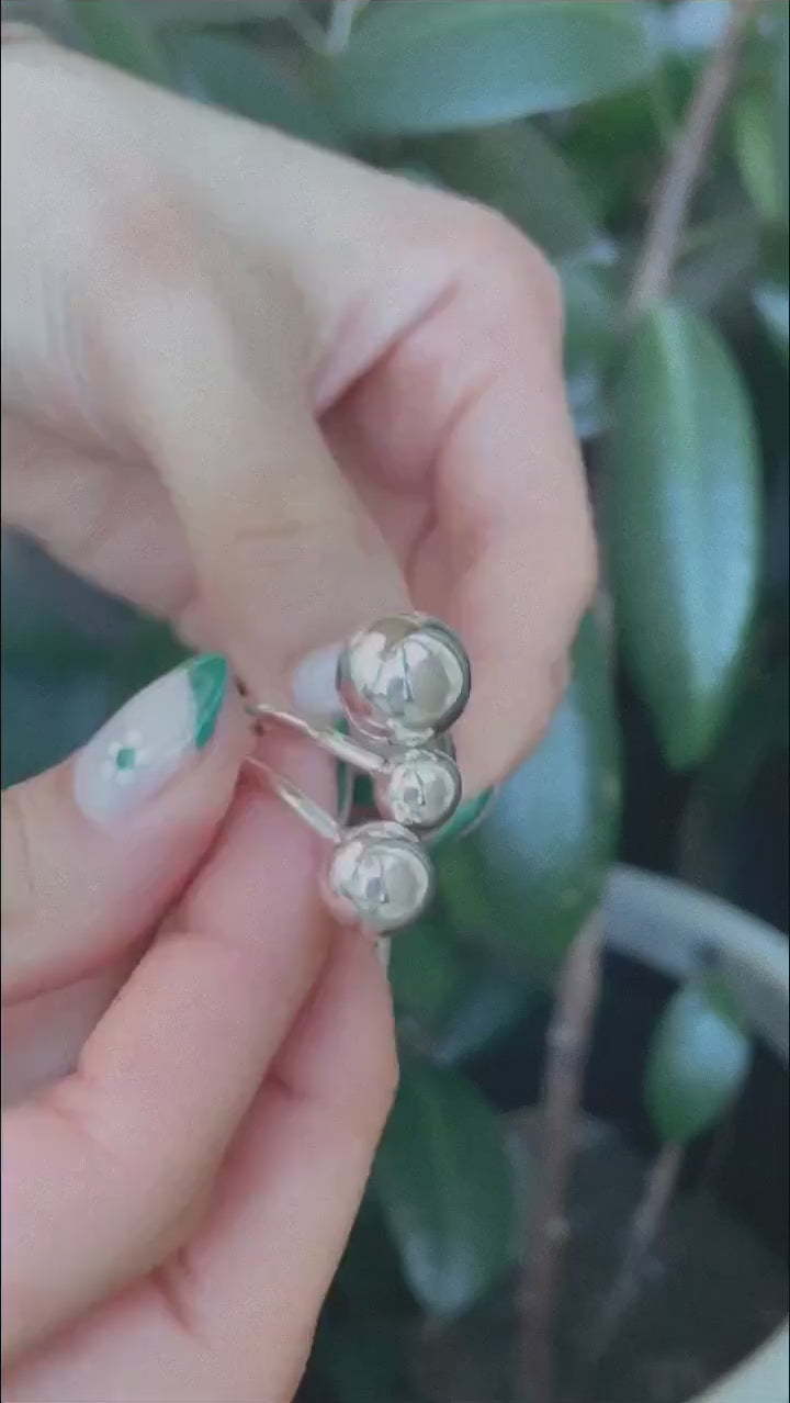 Sterling Silver Spheres Ring: Modern Geometric 925 Silver Balls