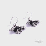 Sterling Silver Bee Dangle Earrings: Rustic Insect Jewelry