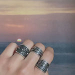 Ocean Waves Ring: Sterling Silver Oxidized Band