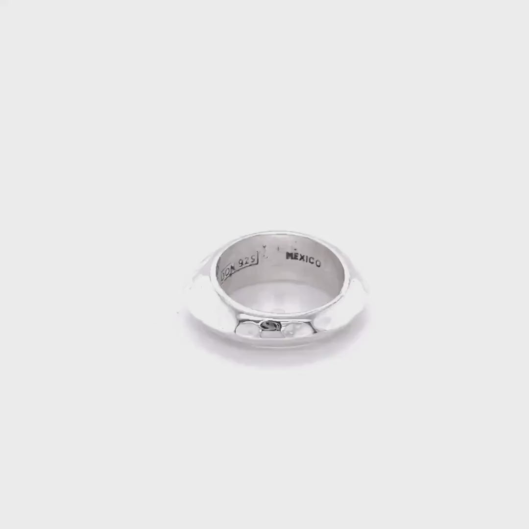 Solid Sterling Silver Heavy Dome Ring: Chunky Sculptural Geometric