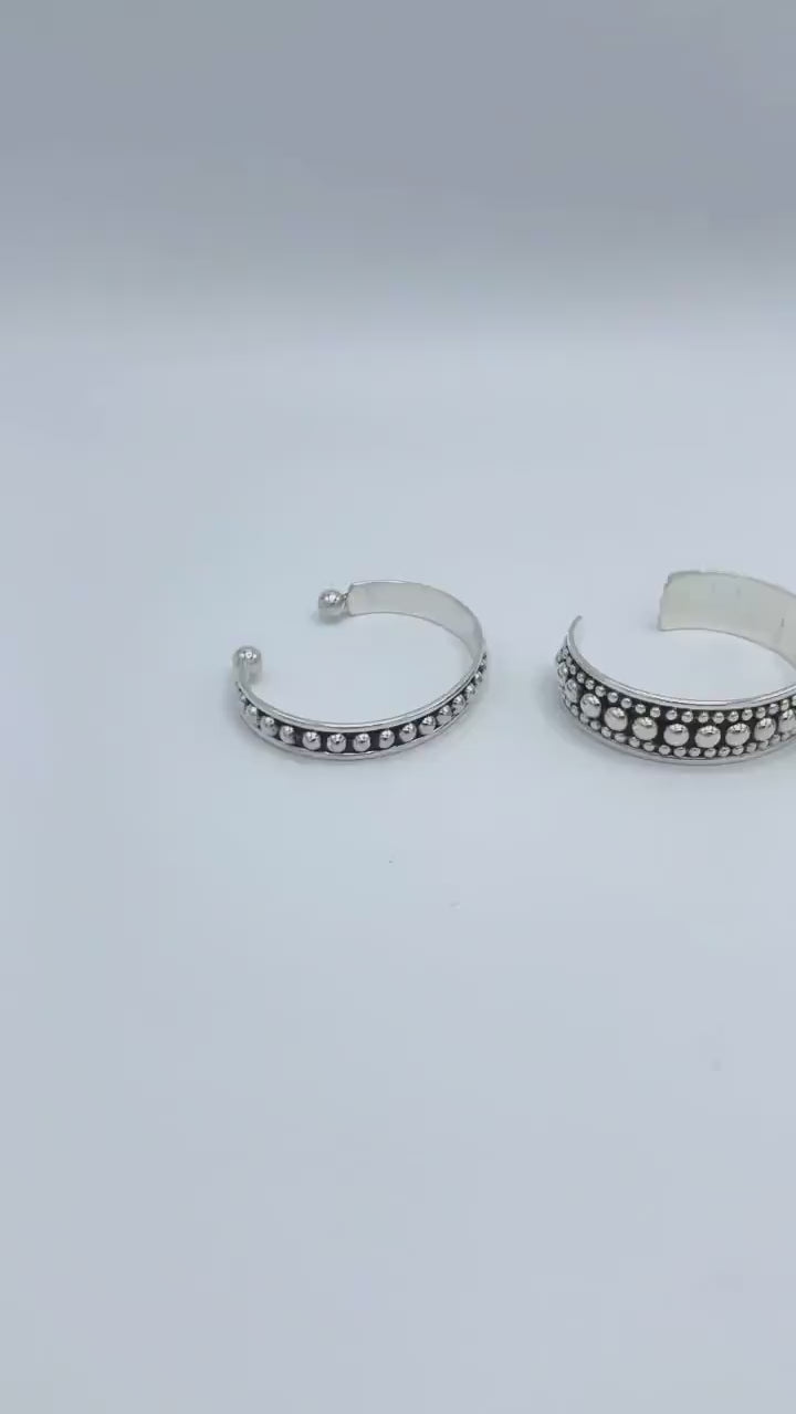 Sterling Silver Dome Cuff: Chunky Southwestern Studded Bracelet